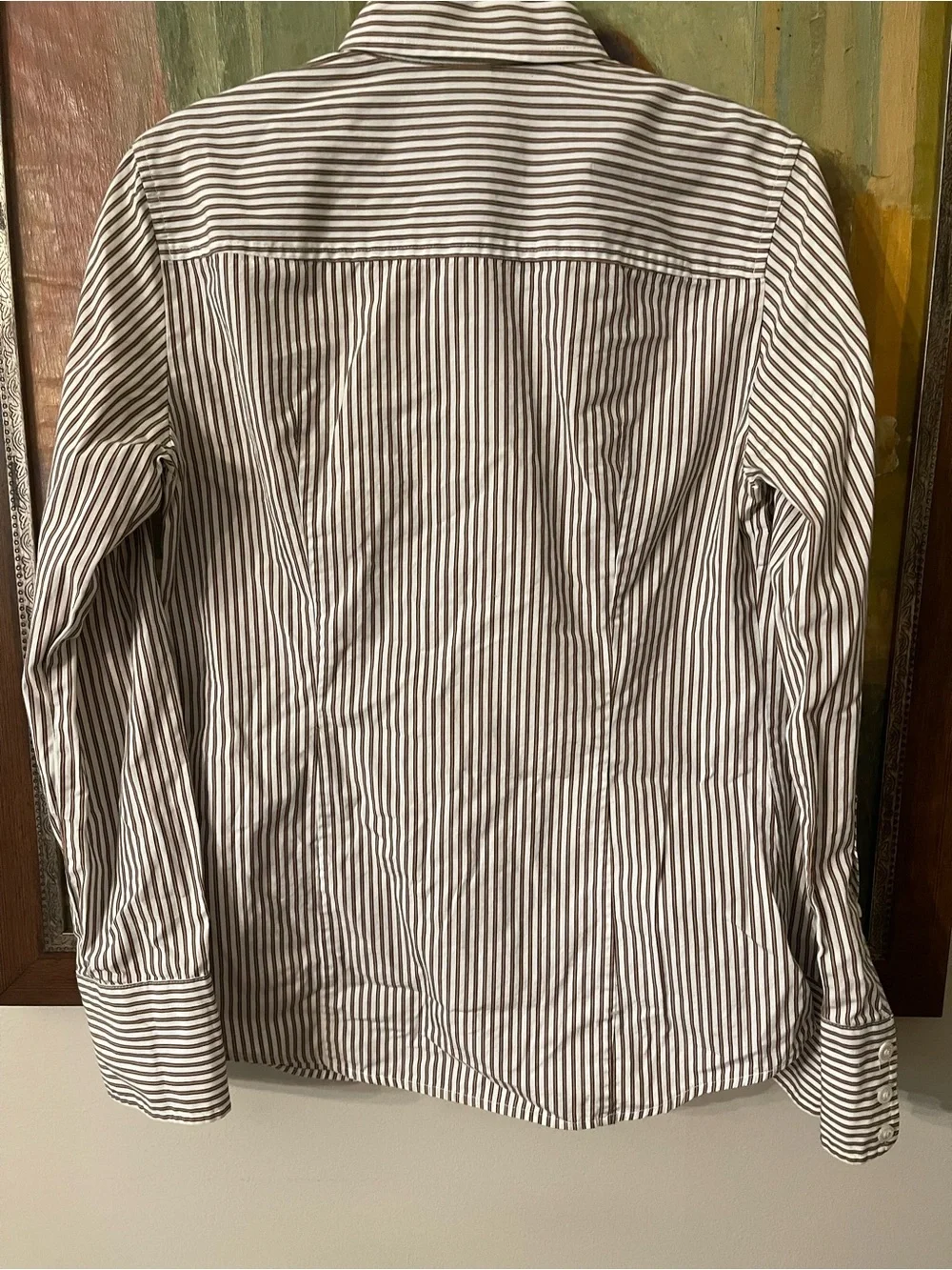 J. Crew Brown & White Vertical Stripe Button-Down Shirt